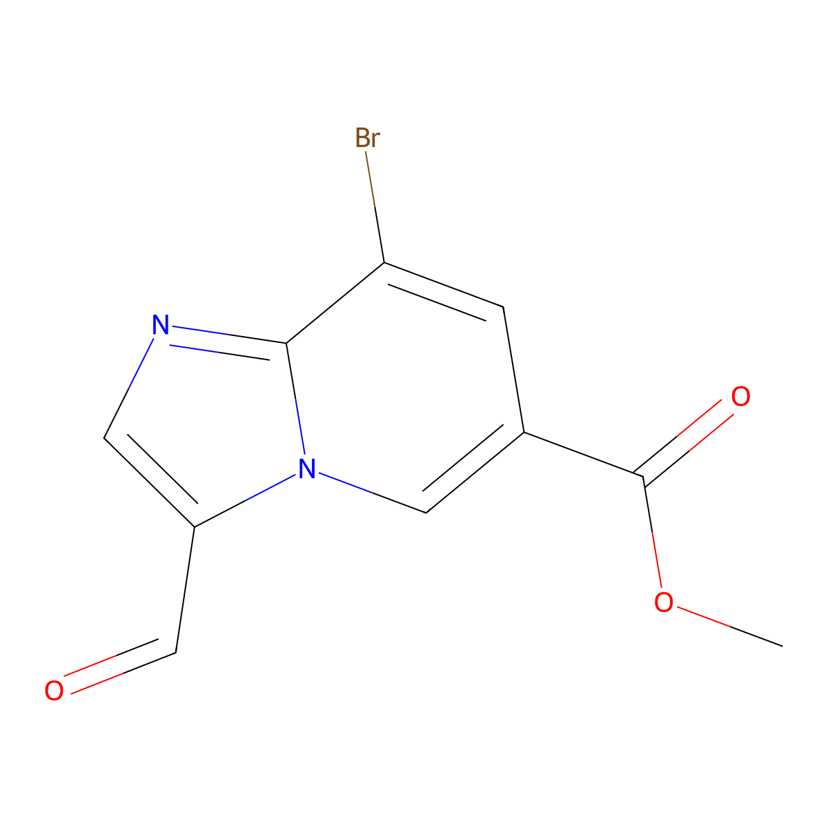 Methyl 8-bromo-3-formylimidazo(1,2-a)pyridine-6-carboxylate molecular structure, CAS 2092515-59-6