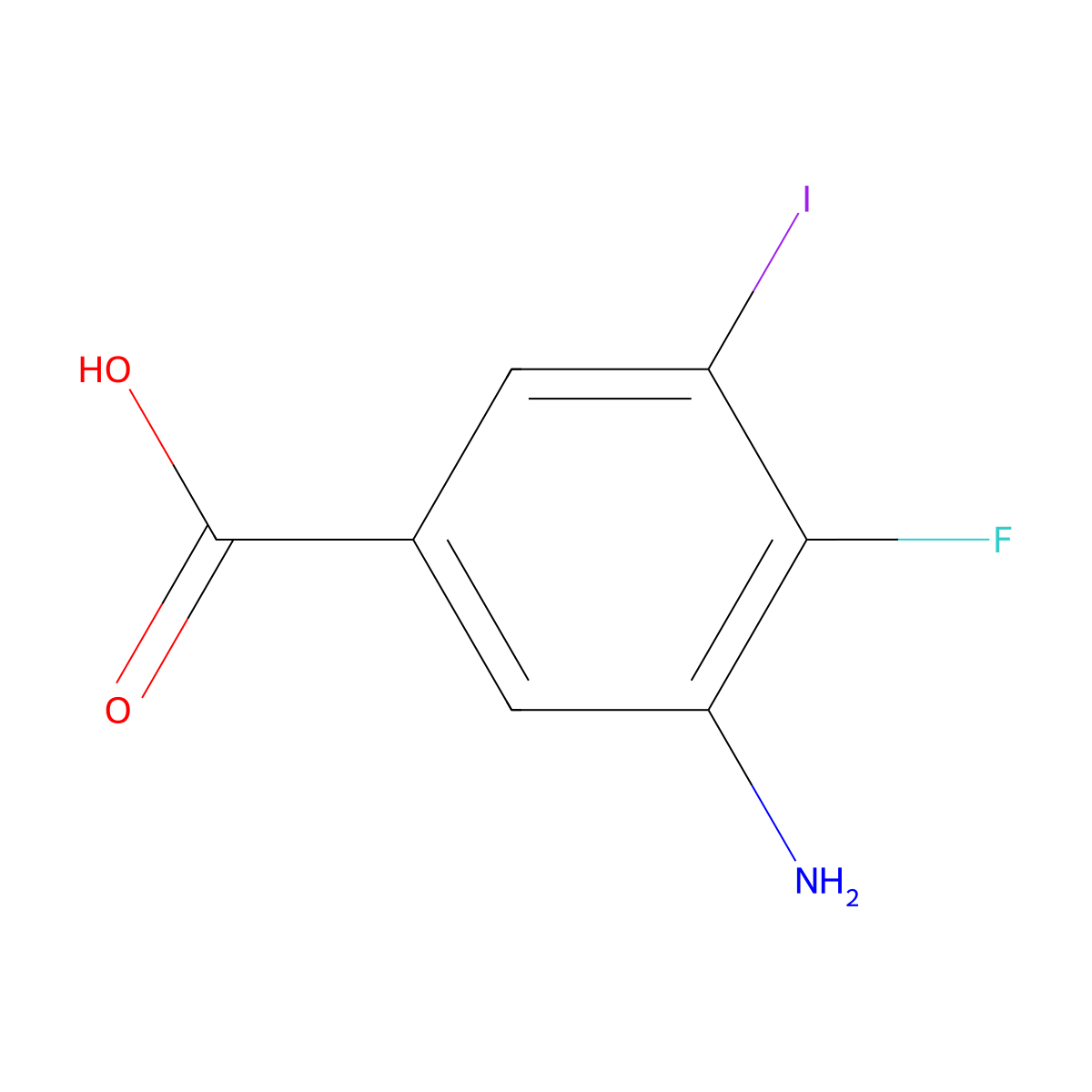 3-Amino-4-fluoro-5-iodobenzoic acid molecular structure, CAS 2092516-33-9