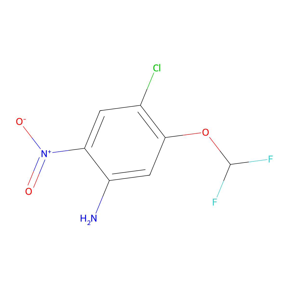 4-Chloro-5-(difluoromethoxy)-2-nitroaniline molecular structure, CAS 2092516-49-7
