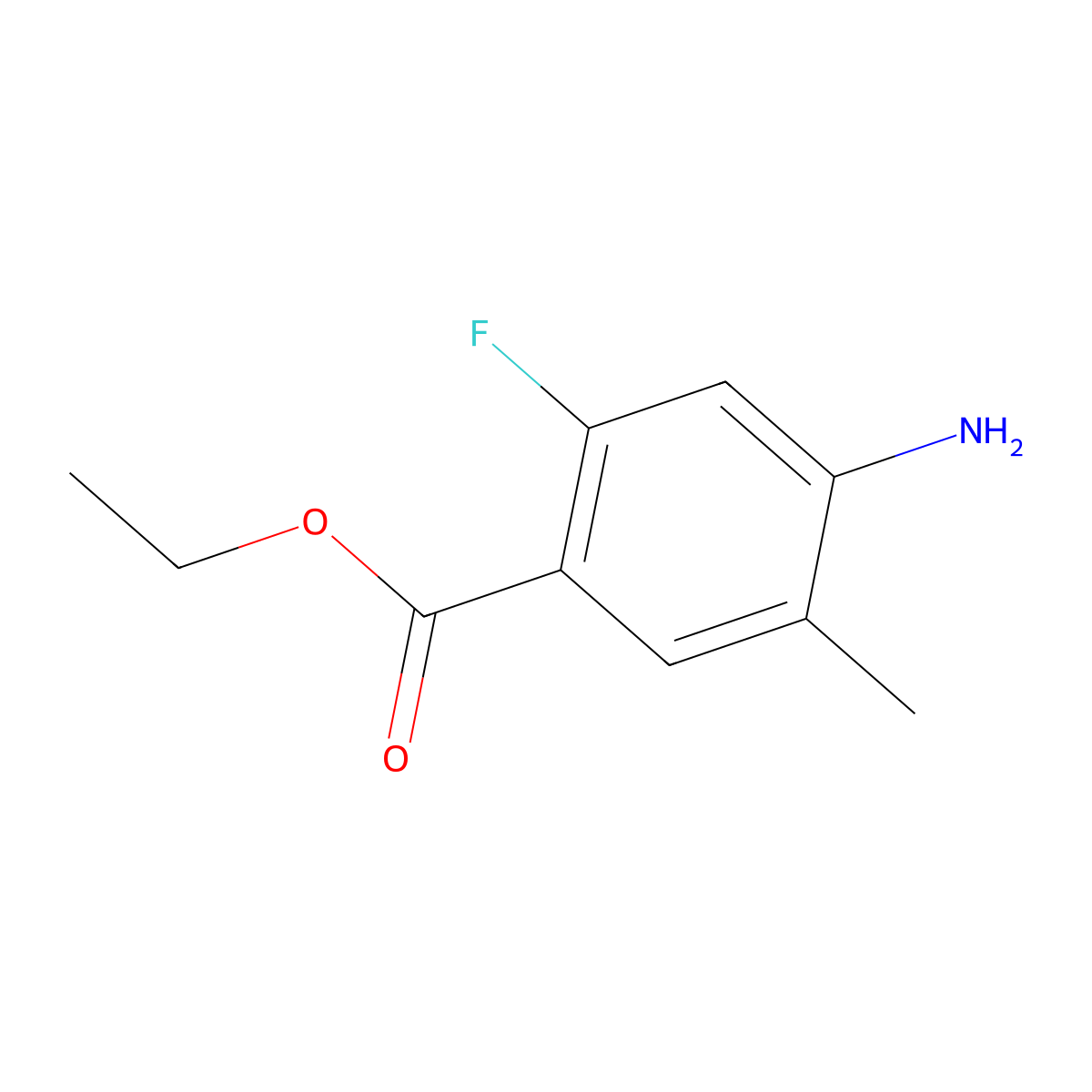 Ethyl 4-amino-2-fluoro-5-methylbenzoate molecular structure, CAS 2092528-65-7