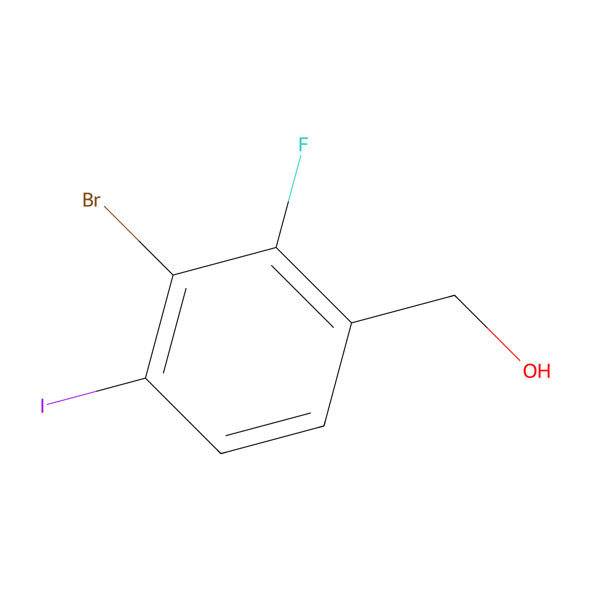 (3-Bromo-2-fluoro-4-iodophenyl)methanol molecular structure, CAS 2092530-73-7