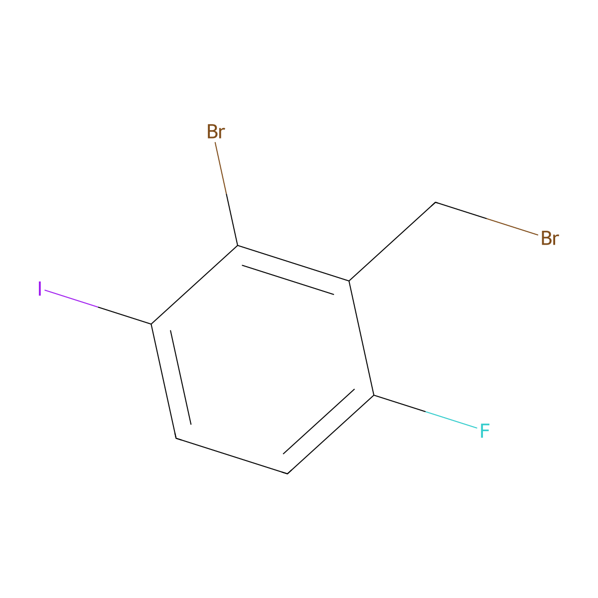 3-Bromo-2-(bromomethyl)-1-fluoro-4-iodobenzene molecular structure, CAS 2092531-09-2