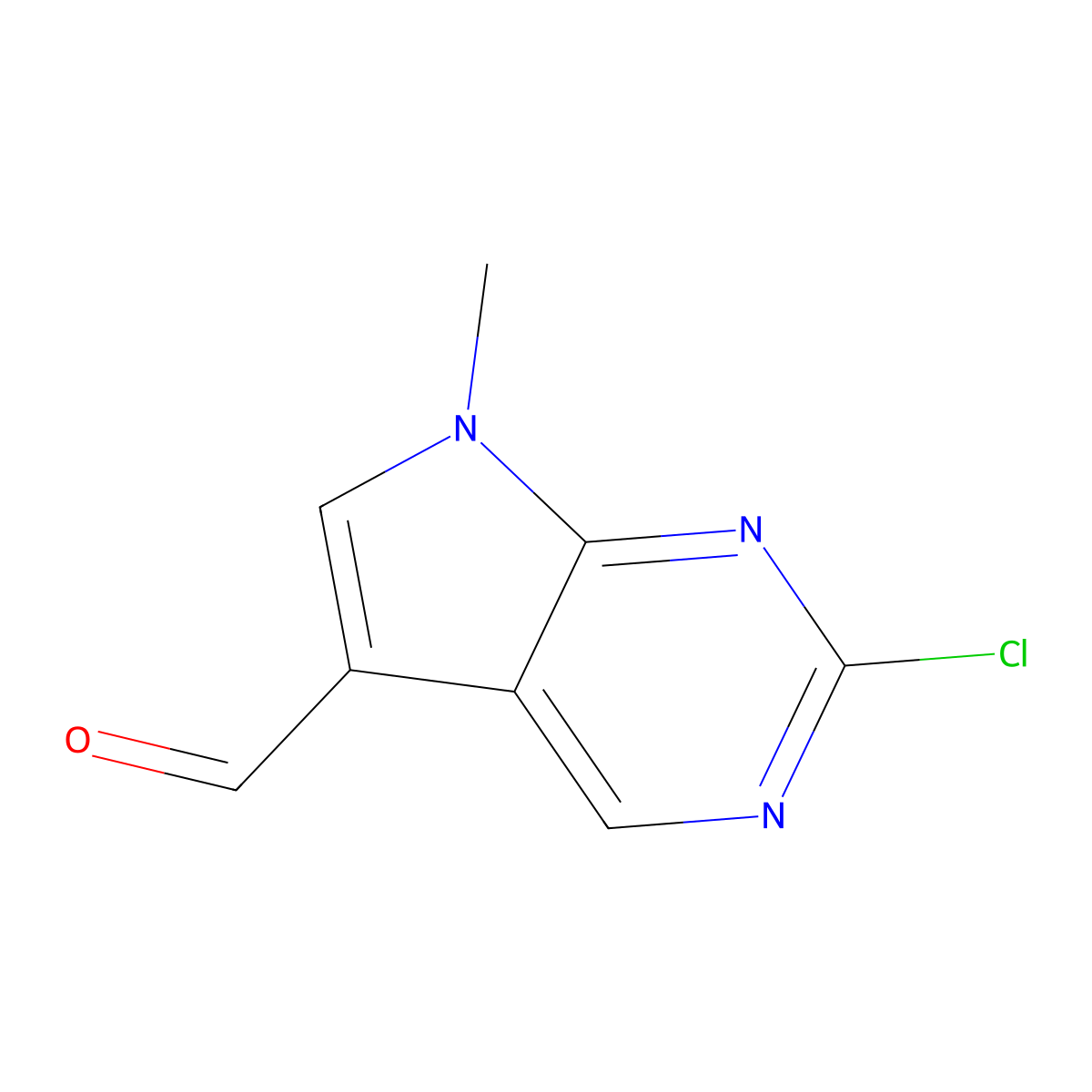 2-Chloro-7-methyl-7H-pyrrolo[2,3-d]pyrimidine-5-carbaldehyde molecular structure, CAS 2092532-66-4