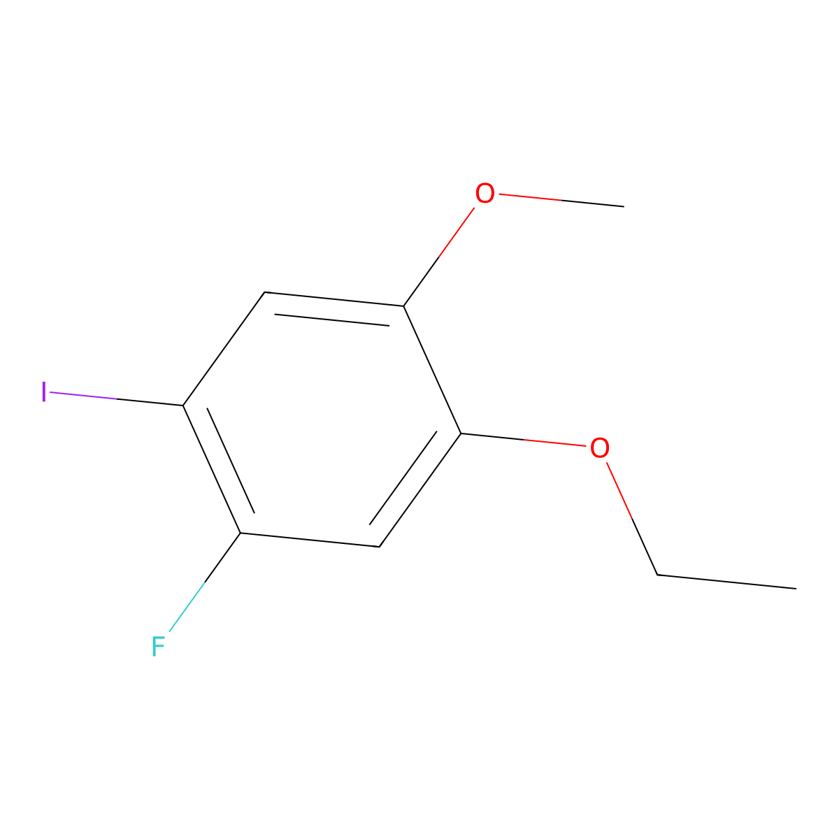 1-Ethoxy-5-fluoro-4-iodo-2-methoxybenzene molecular structure, CAS 2092536-16-6