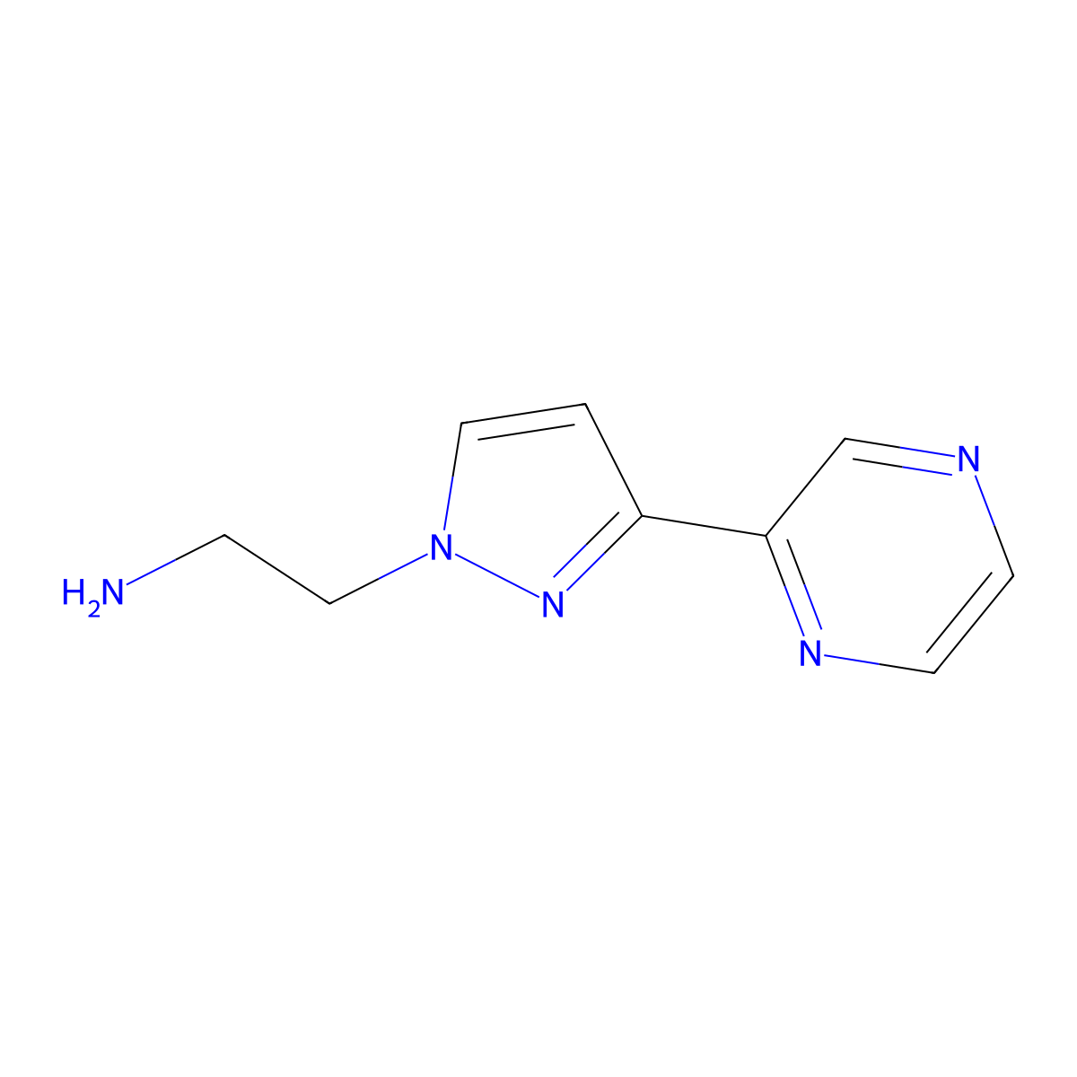 2-(3-(pyrazin-2-yl)-1H-pyrazol-1-yl)ethan-1-amine molecular structure, CAS 2092548-70-2