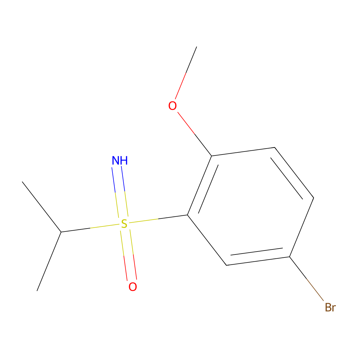 (5-Bromo-2-methoxyphenyl)(imino)(propan-2-yl)-lambda6-sulfanone molecular structure, CAS 2092549-68-1