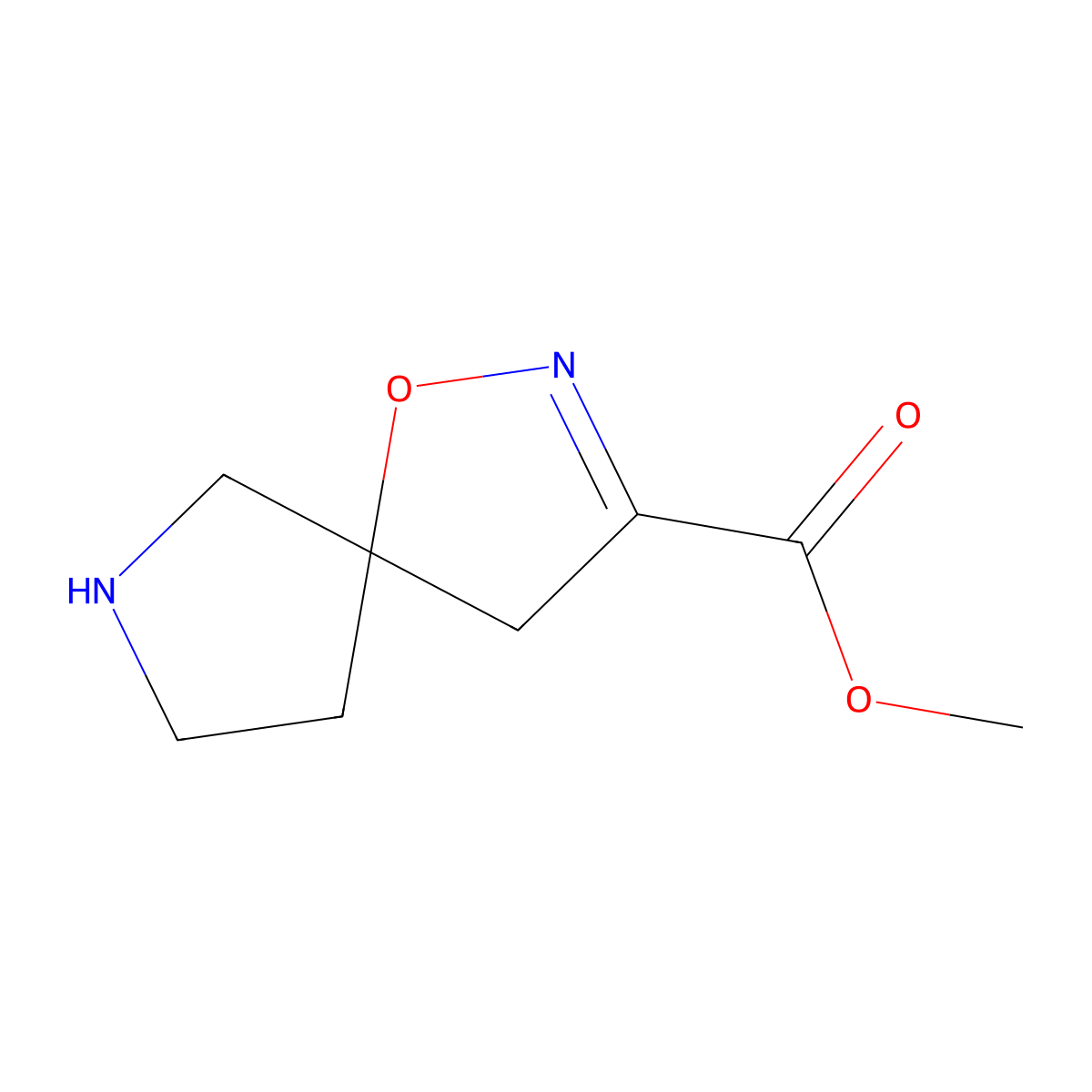 Methyl 1-oxa-2,7-diazaspiro[4.4]non-2-ene-3-carboxylate molecular structure, CAS 2092550-16-6