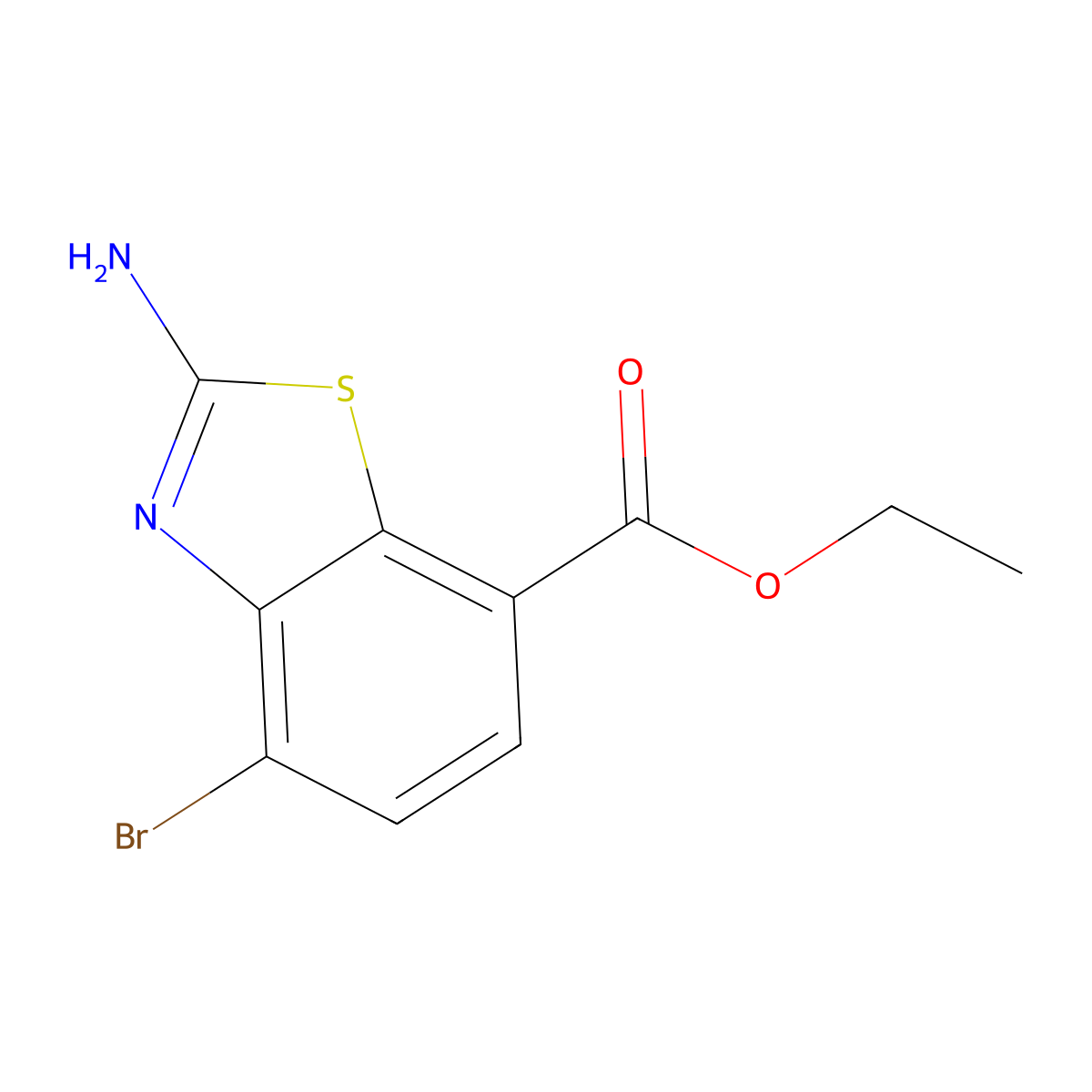 Ethyl 2-amino-4-bromo-1,3-benzothiazole-7-carboxylate molecular structure, CAS 2092550-63-3