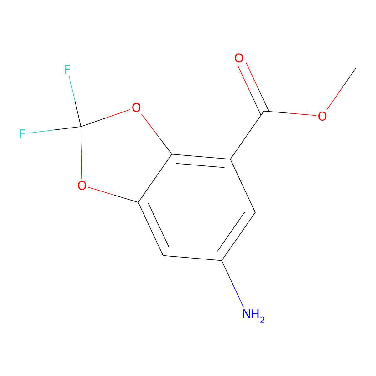 Methyl 6-amino-2,2-difluoro-1,3-dioxaindane-4-carboxylate molecular structure, CAS 2092553-13-2