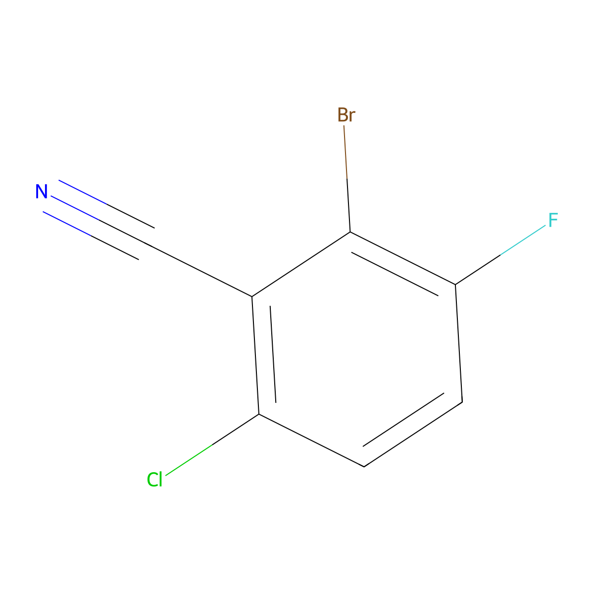 2-Bromo-6-chloro-3-fluorobenzonitrile molecular structure, CAS 2092560-02-4