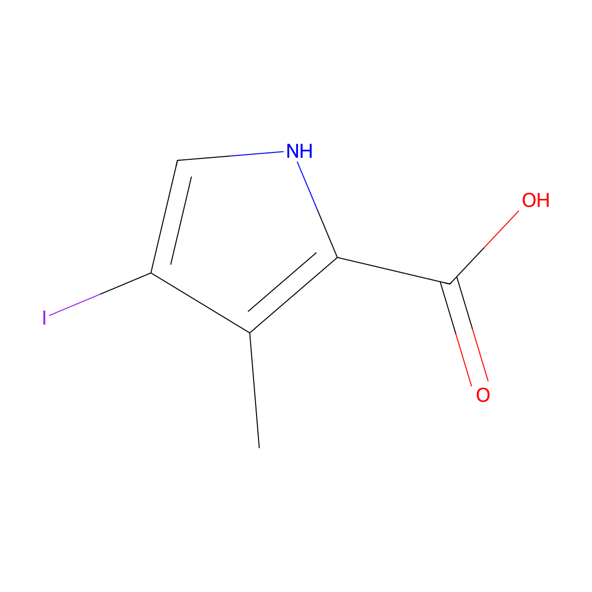4-Iodo-3-methyl-1H-pyrrole-2-carboxylic acid molecular structure, CAS 2092561-59-4