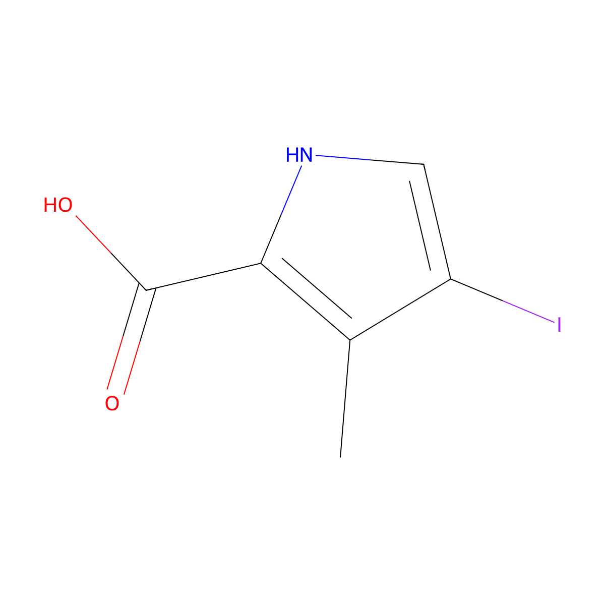 4-Iodo-3-methyl-1H-pyrrole-2-carboxylic acid molecular structure, CAS 2092561-59-4