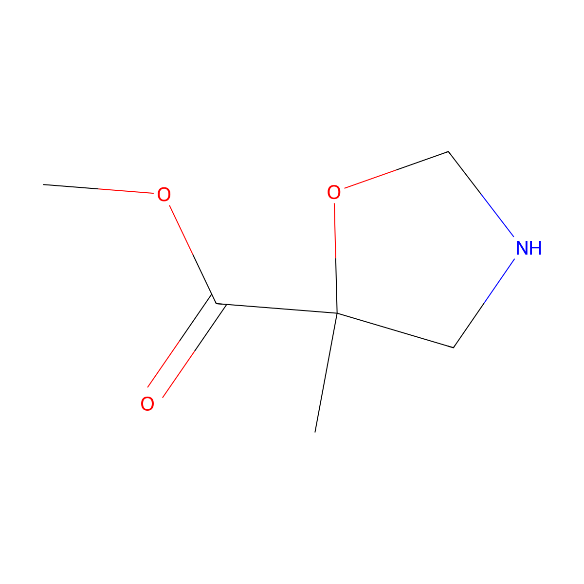 Methyl 5-methyl-1,3-oxazolidine-5-carboxylate molecular structure, CAS 2092561-96-9