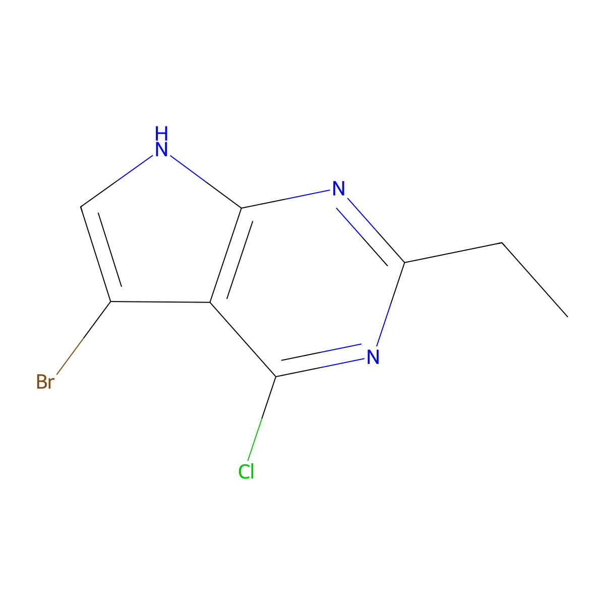 5-Bromo-4-chloro-2-ethyl-7H-pyrrolo[2,3-d]pyrimidine molecular structure, CAS 2092562-05-3