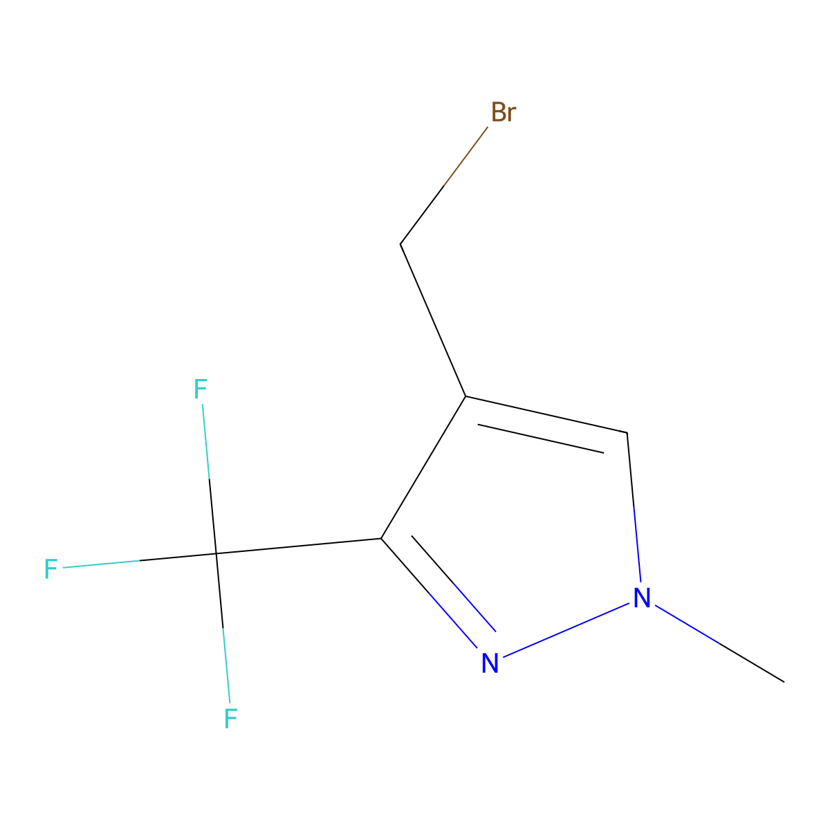 4-(bromomethyl)-1-methyl-3-(trifluoromethyl)-1H-pyrazole molecular structure, CAS 2092562-41-7