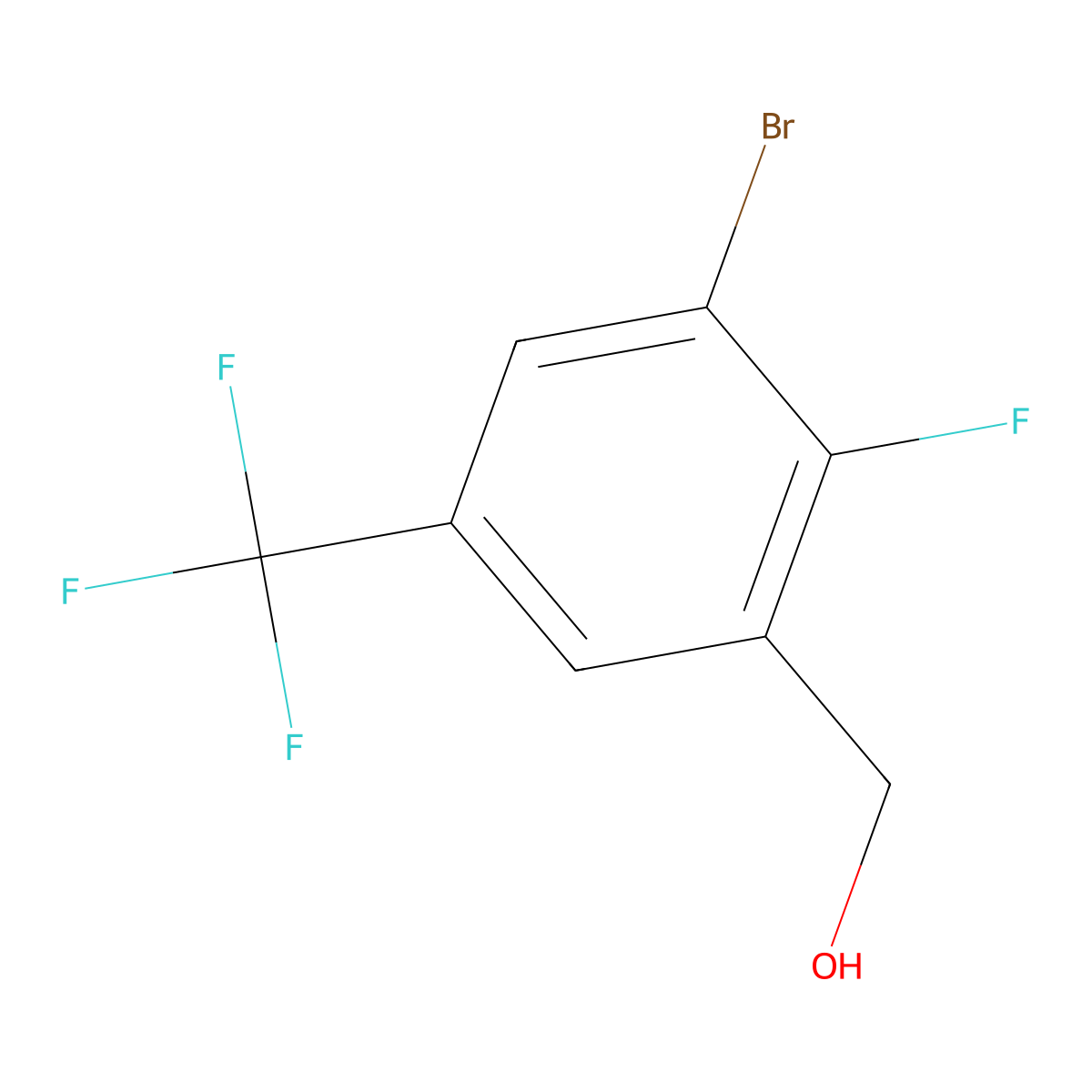 3-Bromo-2-fluoro-5-(trifluoromethyl)benzyl alcohol molecular structure, CAS 2092564-68-4