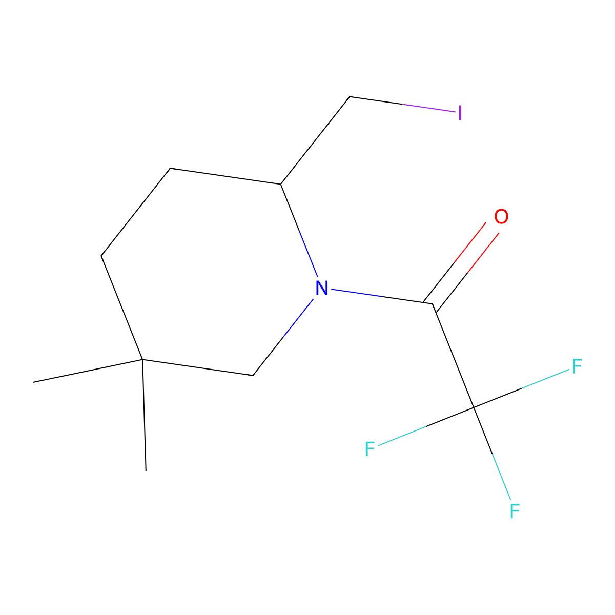 2,2,2-Trifluoro-1-[2-(iodomethyl)-5,5-dimethylpiperidin-1-yl]ethan-1-one molecular structure, CAS 2092564-73-1