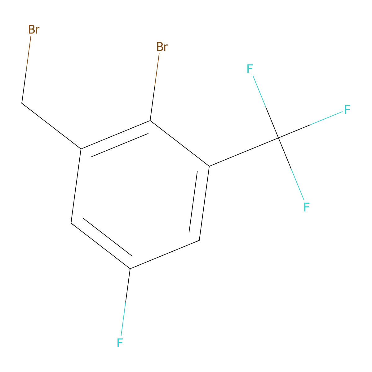 2-Bromo-1-(bromomethyl)-5-fluoro-3-(trifluoromethyl)benzene molecular structure, CAS 2092564-80-0