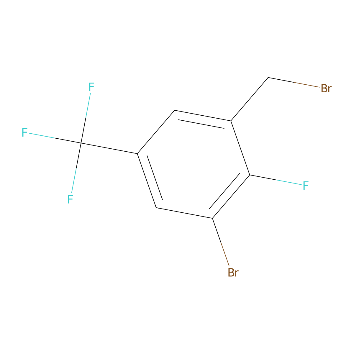 3-Bromo-2-fluoro-5-(trifluoromethyl)benzyl bromide molecular structure, CAS 2092564-82-2