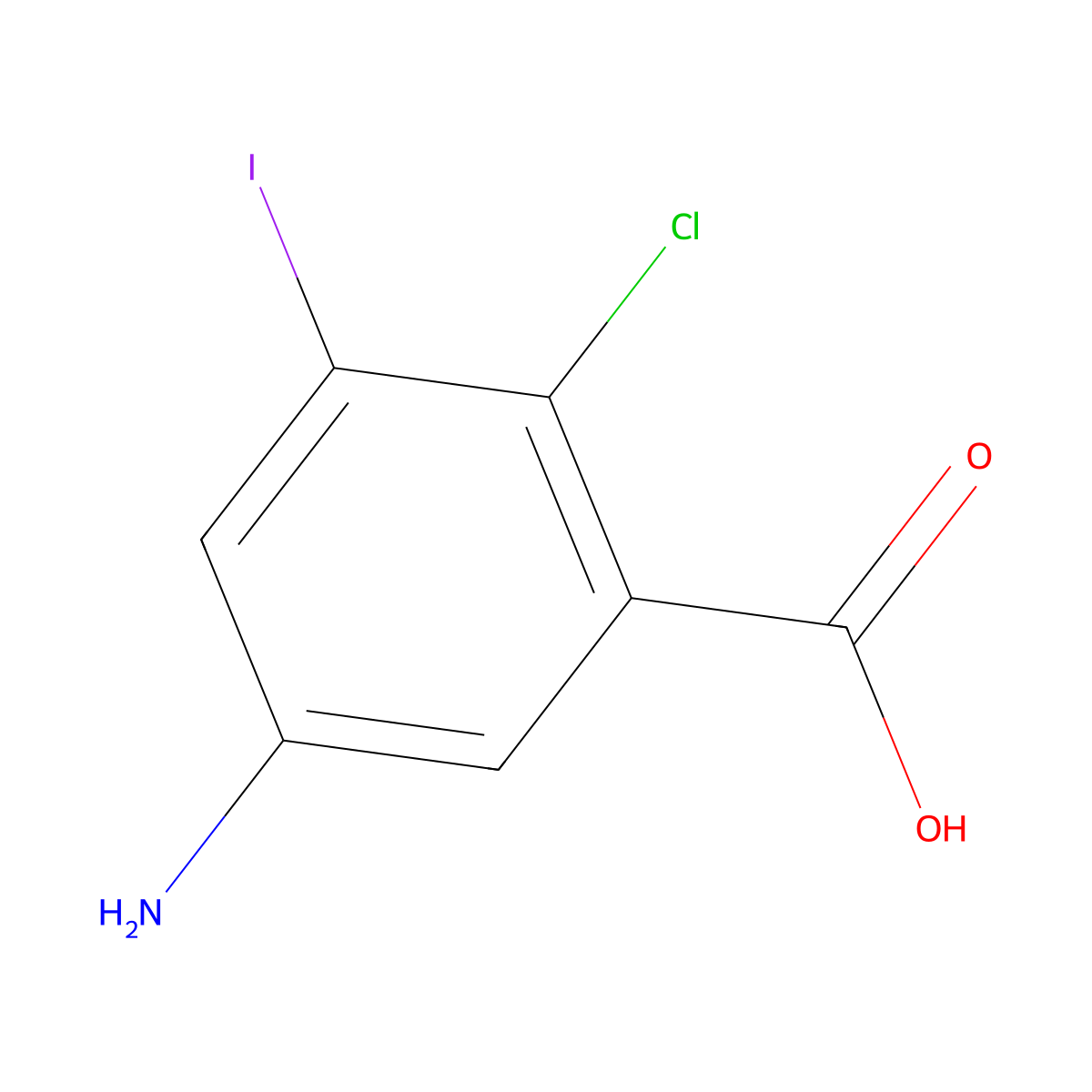 5-Amino-2-chloro-3-iodobenzoic acid molecular structure, CAS 2092564-96-8