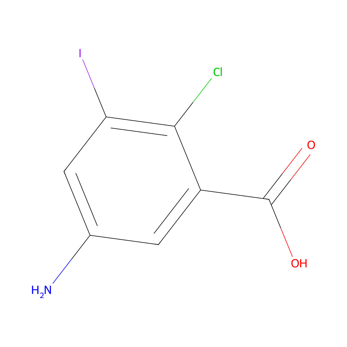 5-Amino-2-chloro-3-iodobenzoic acid molecular structure, CAS 2092564-96-8
