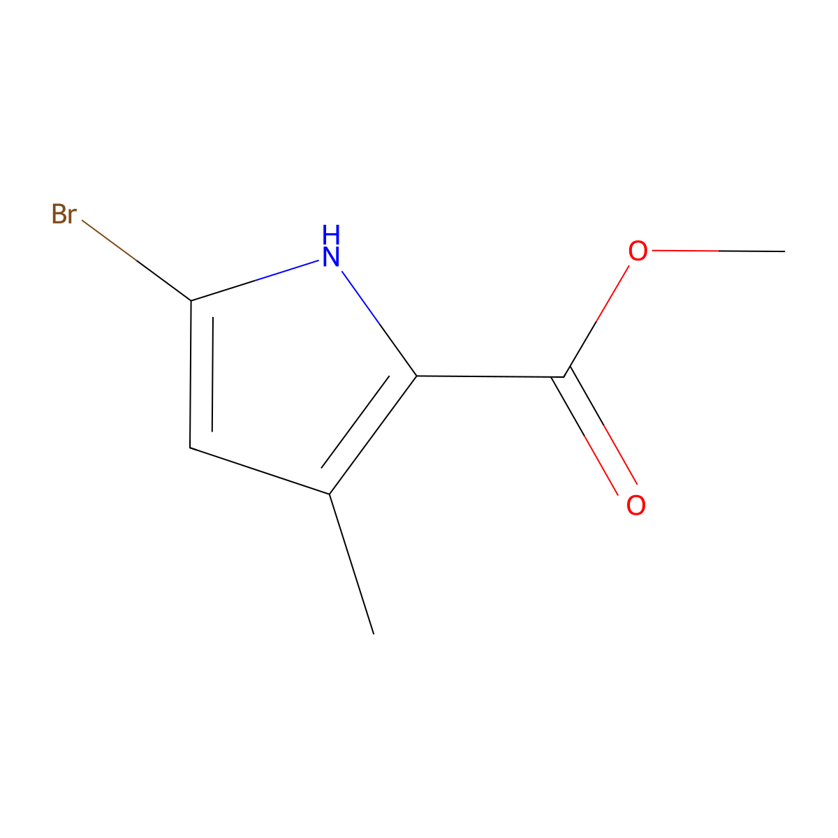 Methyl 5-bromo-3-methyl-1H-pyrrole-2-carboxylate molecular structure, CAS 2092568-90-4