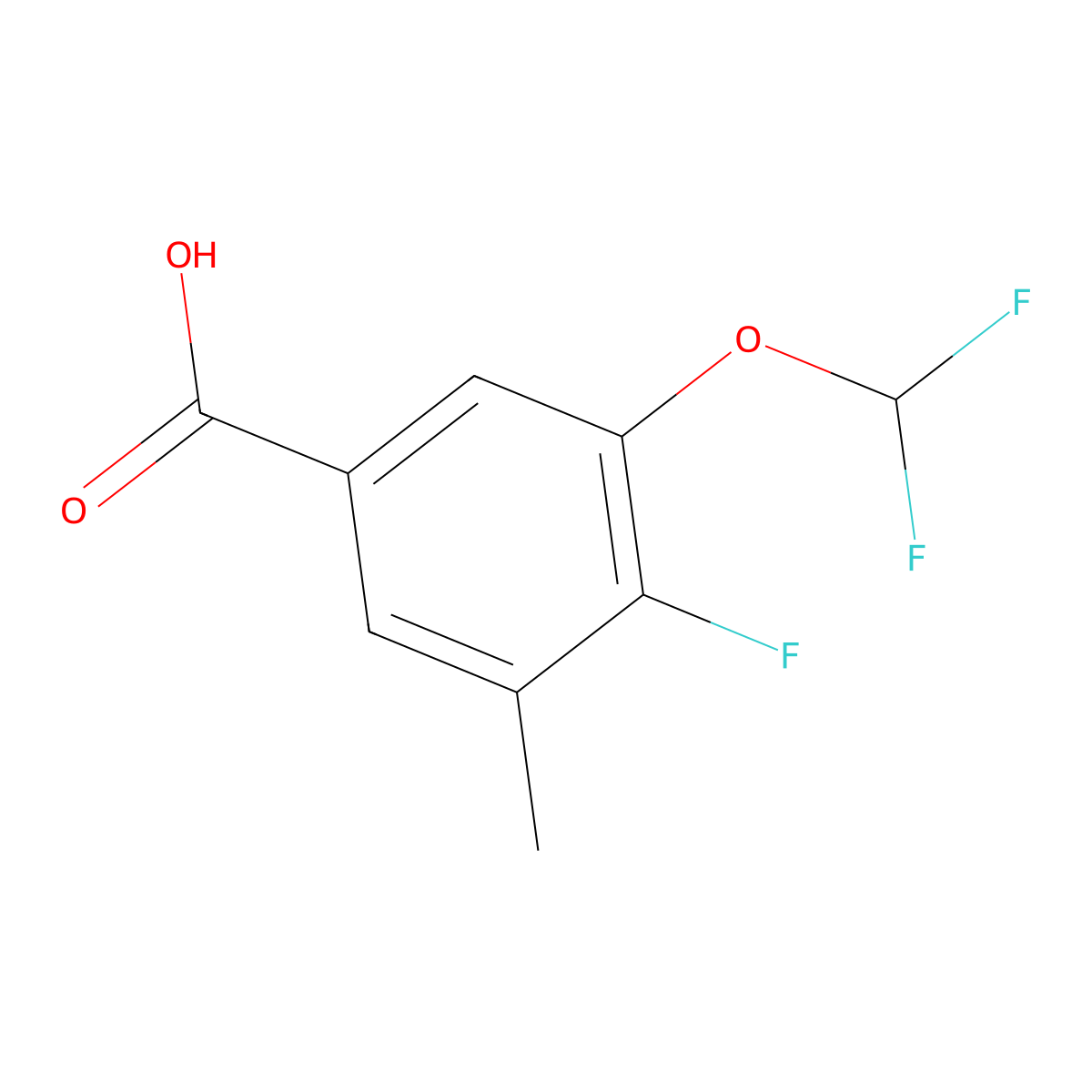 3-(Difluoromethoxy)-4-fluoro-5-methylbenzoic acid molecular structure, CAS 2092570-52-8