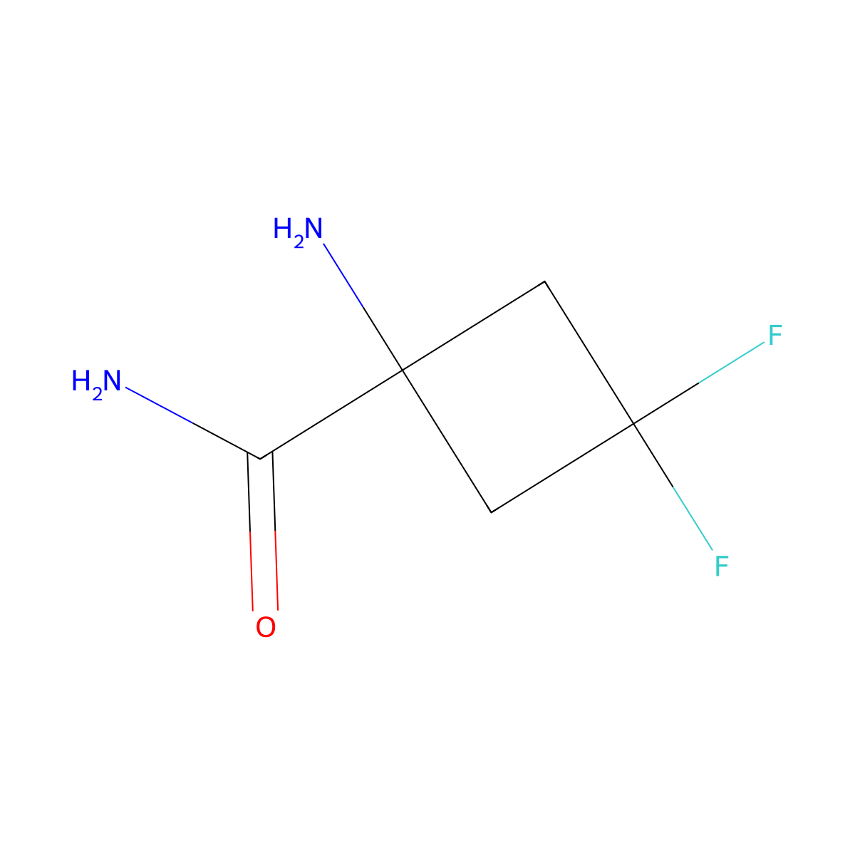 1-Amino-3,3-difluorocyclobutane-1-carboxamide molecular structure, CAS 2092577-73-4
