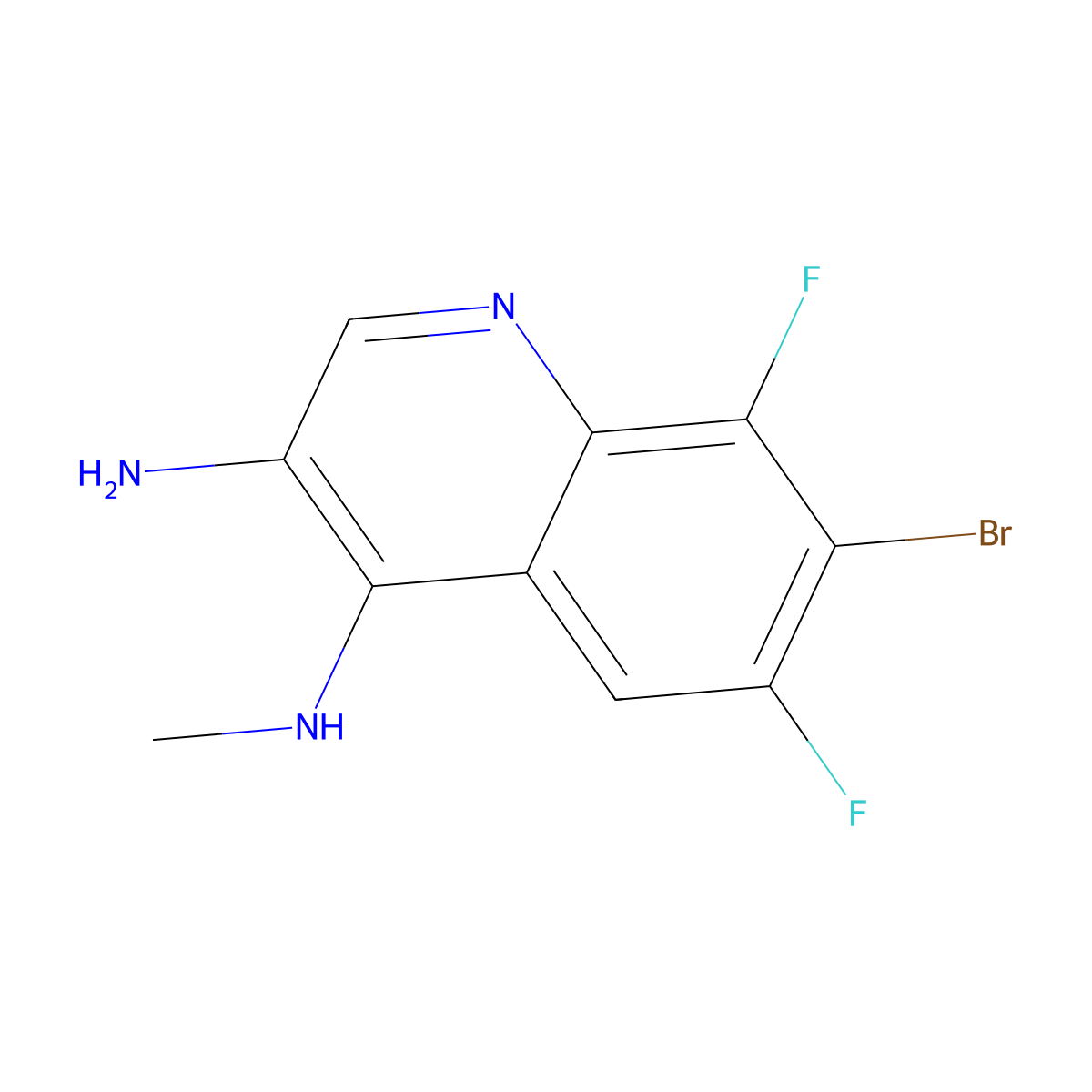7-Bromo-6,8-difluoro-N4-methylquinoline-3,4-diamine molecular structure, CAS 2092578-57-7