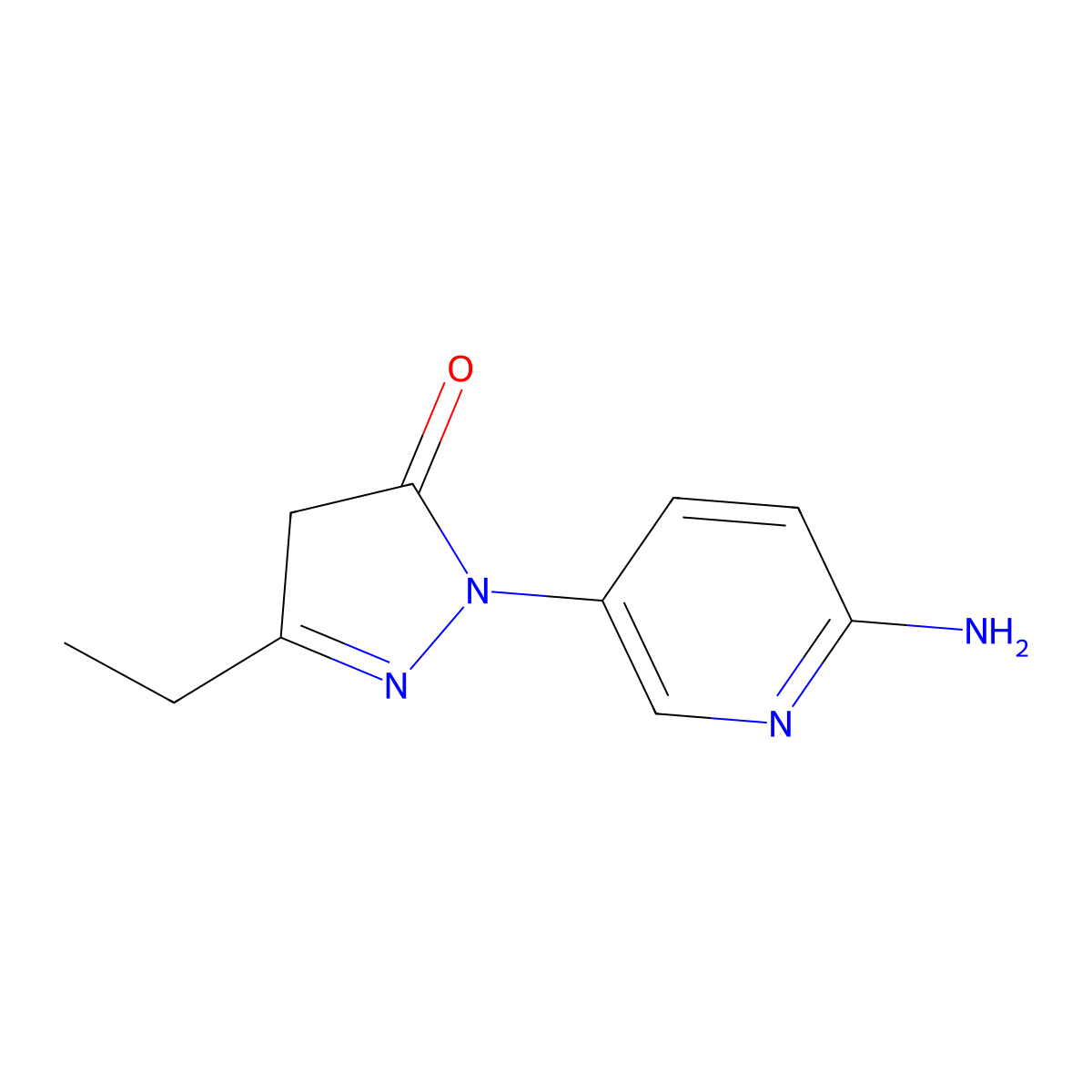 1-(6-Aminopyridin-3-yl)-3-ethyl-4,5-dihydro-1H-pyrazol-5-one molecular structure, CAS 2092580-47-5