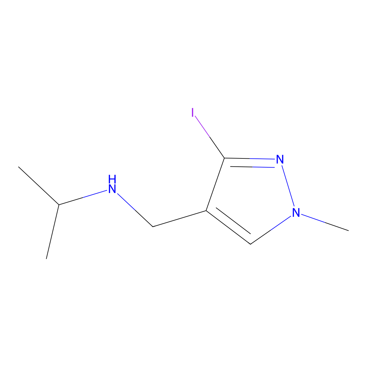 [(3-Iodo-1-methyl-1H-pyrazol-4-yl)methyl](propan-2-yl)amine molecular structure, CAS 2092580-56-6