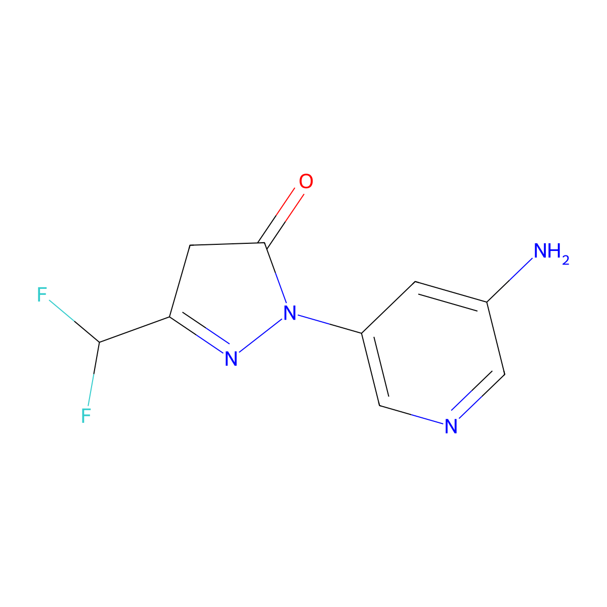 1-(5-Aminopyridin-3-yl)-3-(difluoromethyl)-4,5-dihydro-1H-pyrazol-5-one molecular structure, CAS 2092580-83-9