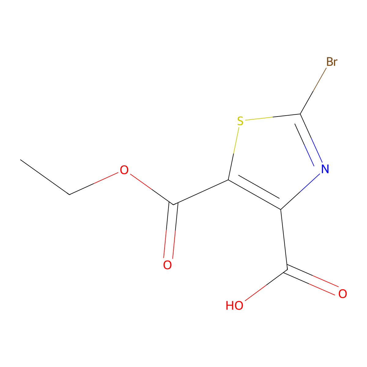 2-Bromo-5-(ethoxycarbonyl)-1,3-thiazole-4-carboxylic acid molecular structure, CAS 2092581-97-8
