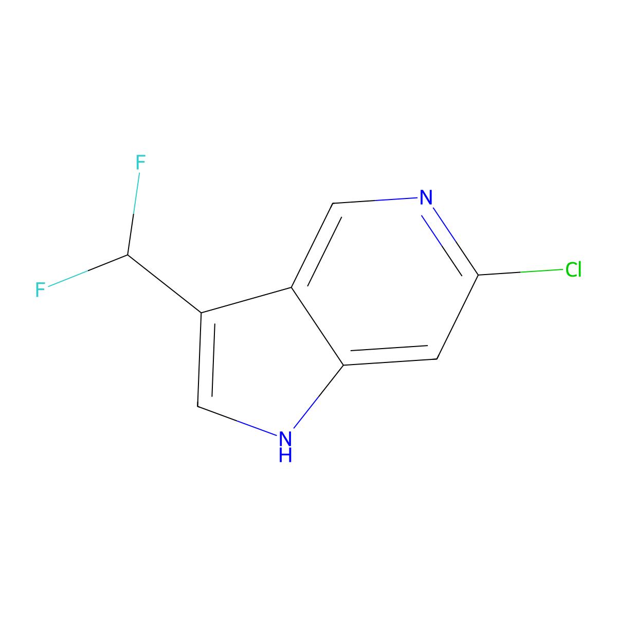 6-Chloro-3-(difluoromethyl)-1H-pyrrolo[3,2-C]pyridine molecular structure, CAS 2092583-62-3