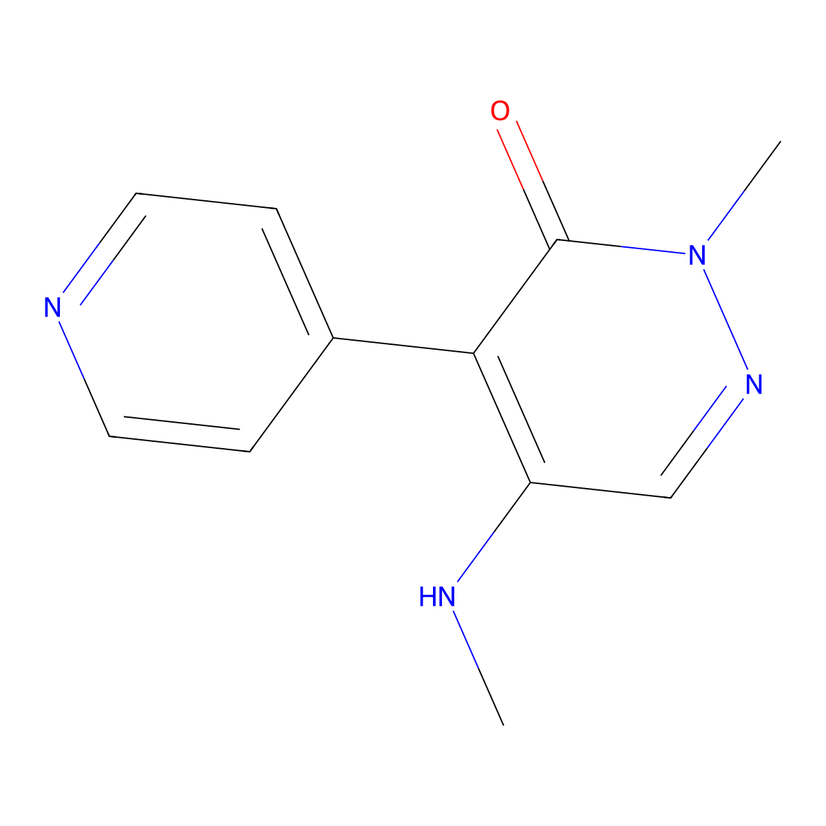 2-Methyl-5-(methylamino)-4-(pyridin-4-yl)-2,3-dihydropyridazin-3-one molecular structure, CAS 2092587-12-5