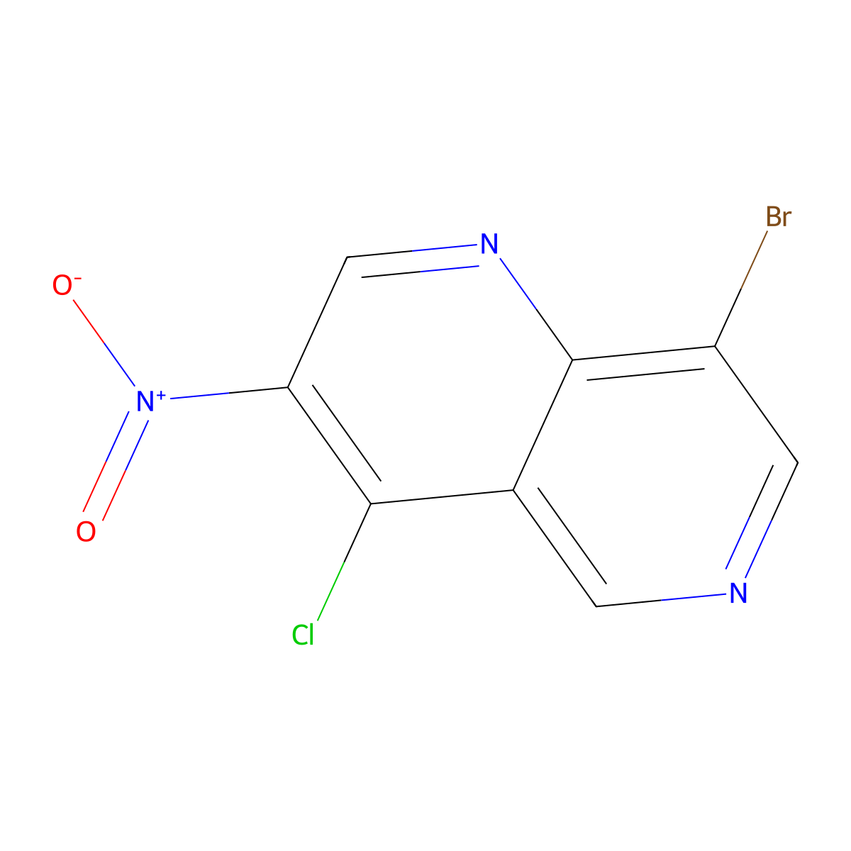 8-Bromo-4-chloro-3-nitro-1,6-naphthyridine molecular structure, CAS 2092587-25-0