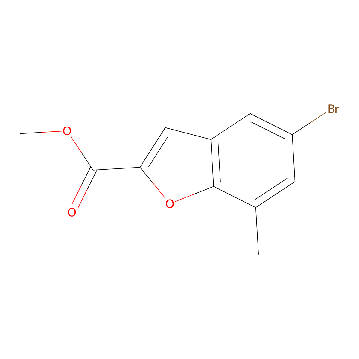 Methyl 5-bromo-7-methyl-1-benzofuran-2-carboxylate molecular structure, CAS 2092594-51-7