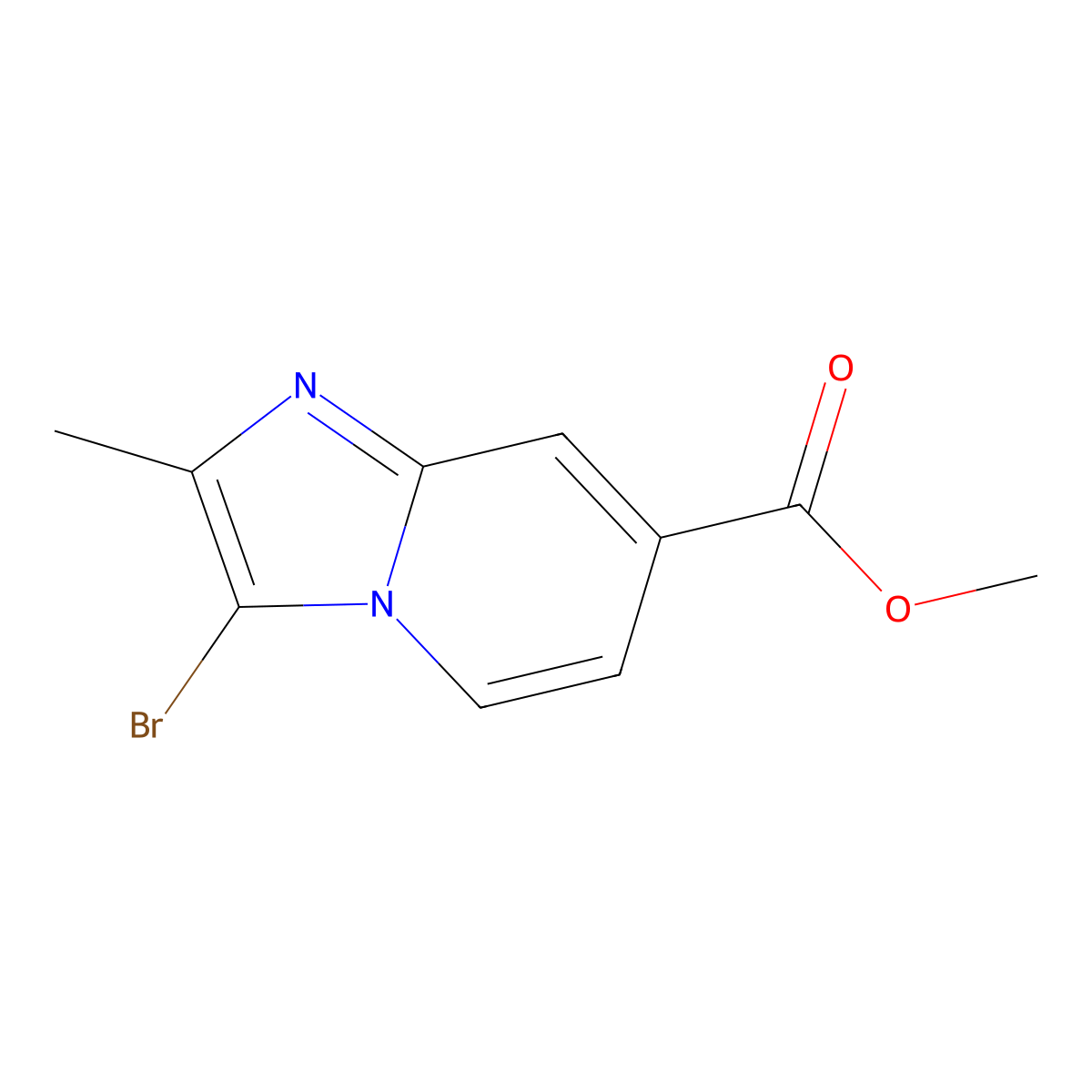 Methyl 3-bromo-2-methylimidazo[1,2-a]pyridine-7-carboxylate molecular structure, CAS 2092594-72-2