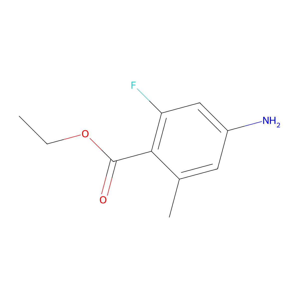 Ethyl 4-amino-2-fluoro-6-methylbenzoate molecular structure, CAS 2092595-18-9