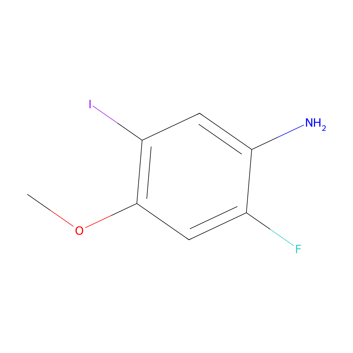 2-Fluoro-5-iodo-4-methoxyaniline molecular structure, CAS 2092595-26-9