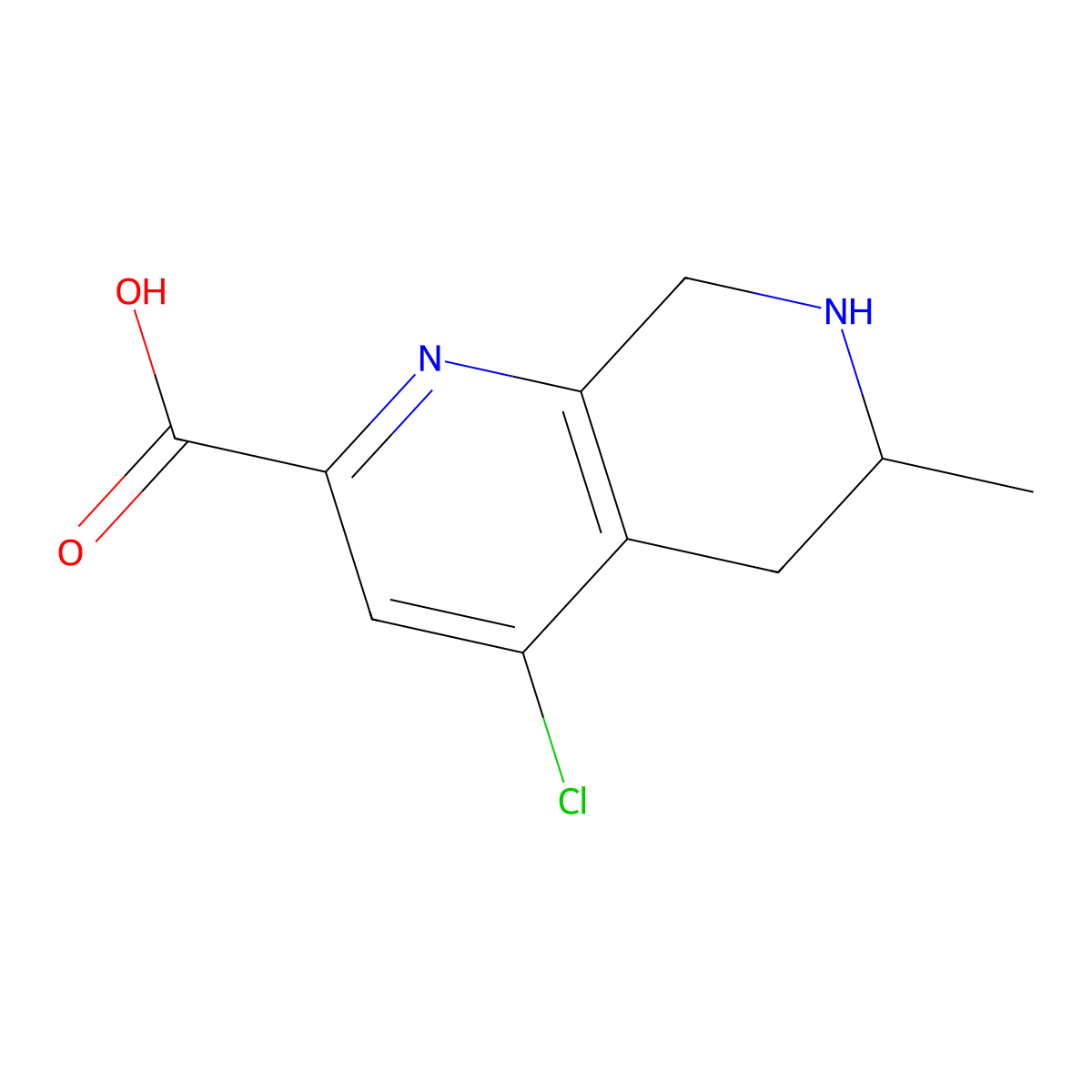 4-Chloro-6-methyl-5,6,7,8-tetrahydro-1,7-naphthyridine-2-carboxylic acid molecular structure, CAS 2092595-47-4
