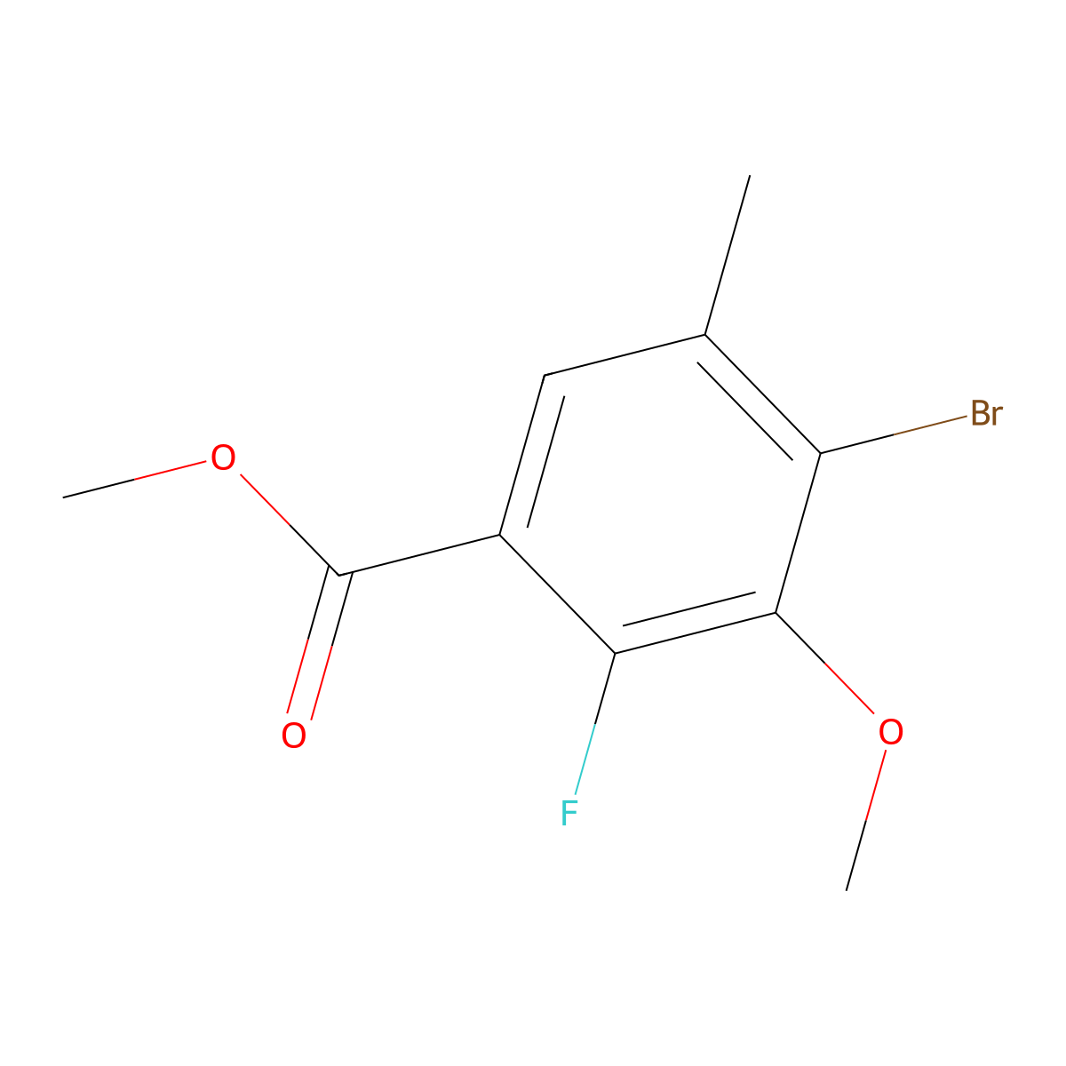 Methyl 4-bromo-2-fluoro-3-methoxy-5-methylbenzoate molecular structure, CAS 2092595-99-6