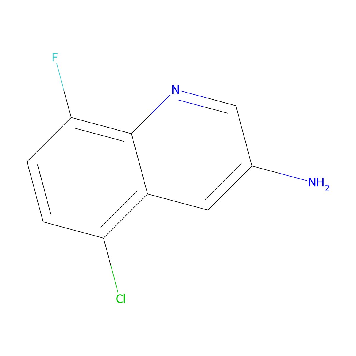 5-Chloro-8-fluoroquinolin-3-amine molecular structure, CAS 2092596-64-8