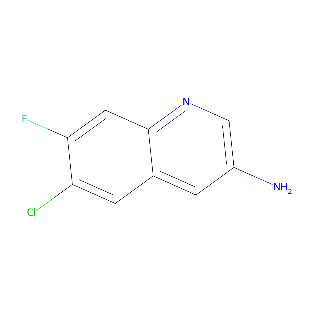 6-Chloro-7-fluoroquinolin-3-amine molecular structure, CAS 2092596-75-1