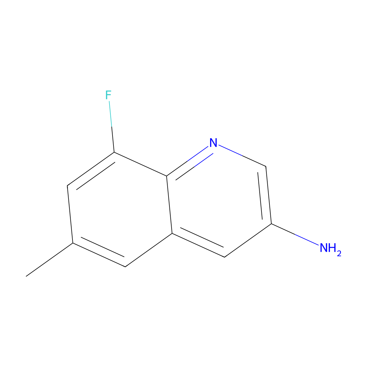 8-Fluoro-6-methylquinolin-3-amine molecular structure, CAS 2092597-19-6