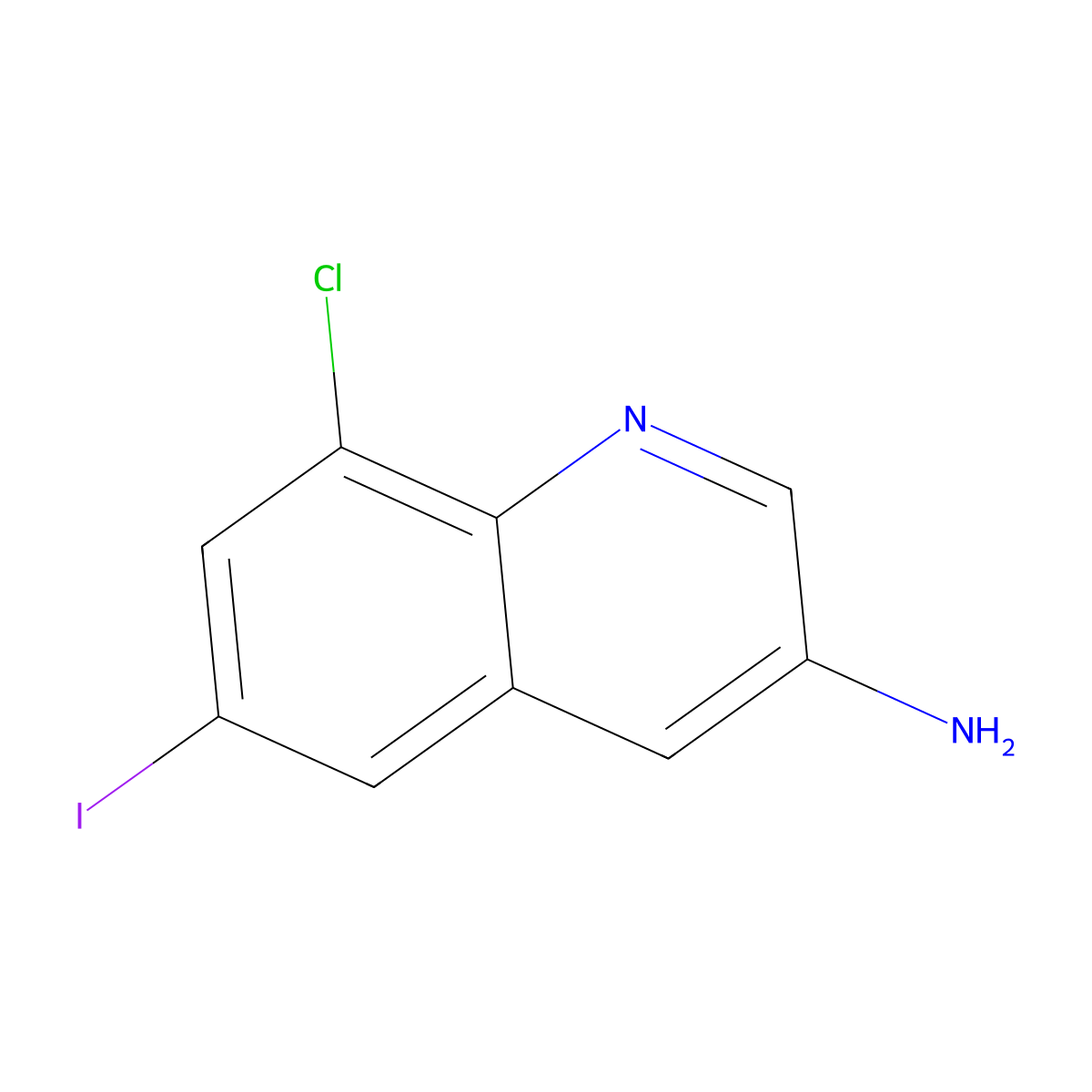 8-Chloro-6-iodoquinolin-3-amine molecular structure, CAS 2092597-27-6