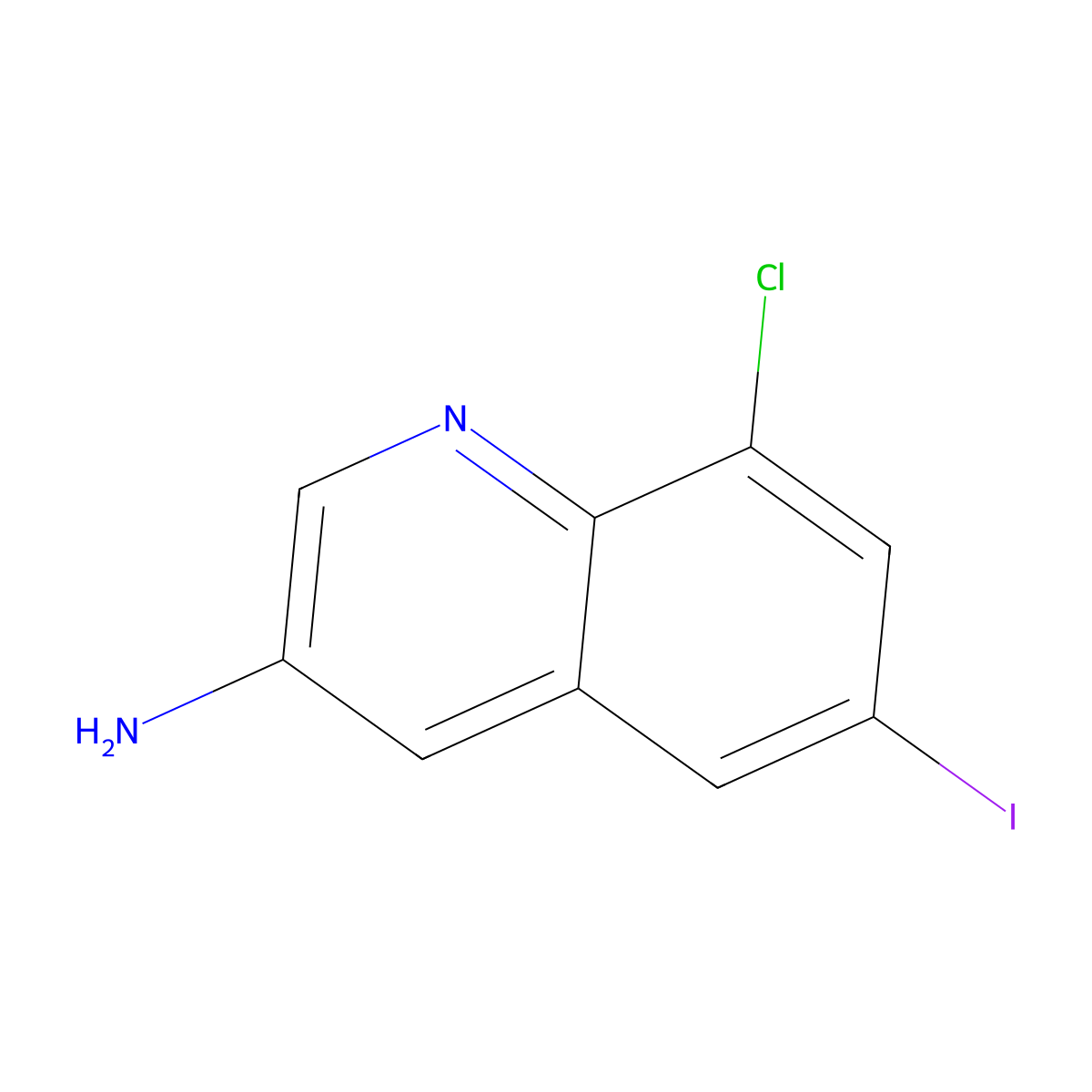 8-Chloro-6-iodoquinolin-3-amine molecular structure, CAS 2092597-27-6