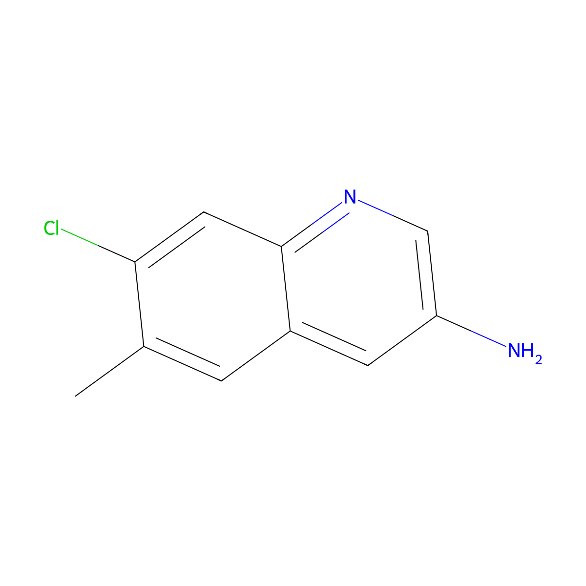 7-Chloro-6-methylquinolin-3-amine molecular structure, CAS 2092597-44-7
