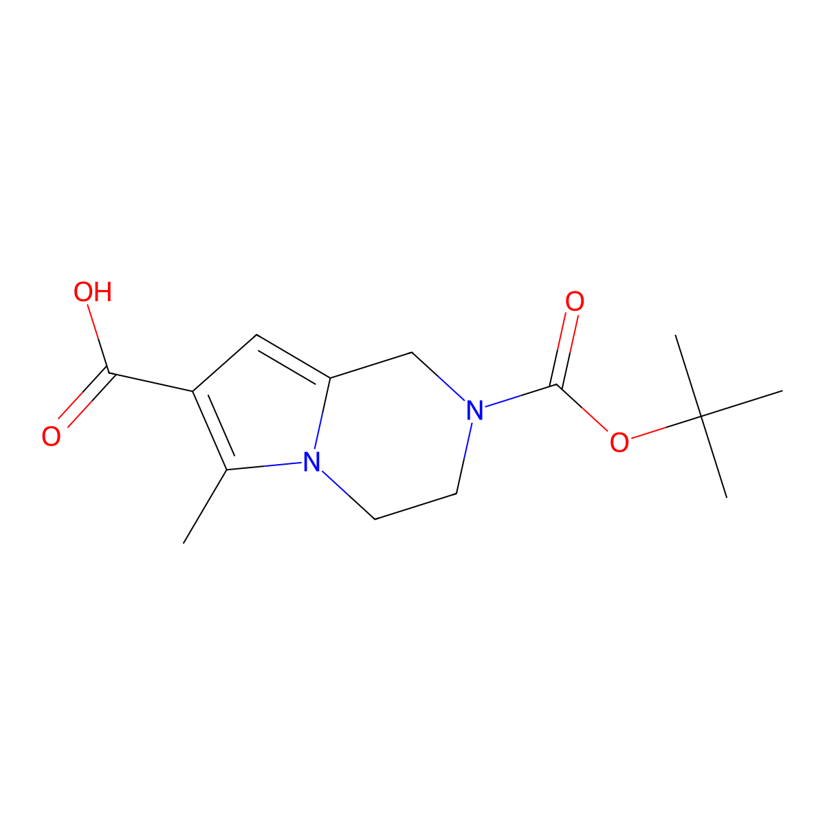 2-[(tert-butoxy)carbonyl]-6-methyl-1H,2H,3H,4H-pyrrolo[1,2-a]pyrazine-7-carboxylic acid molecular structure, CAS 2092598-99-5