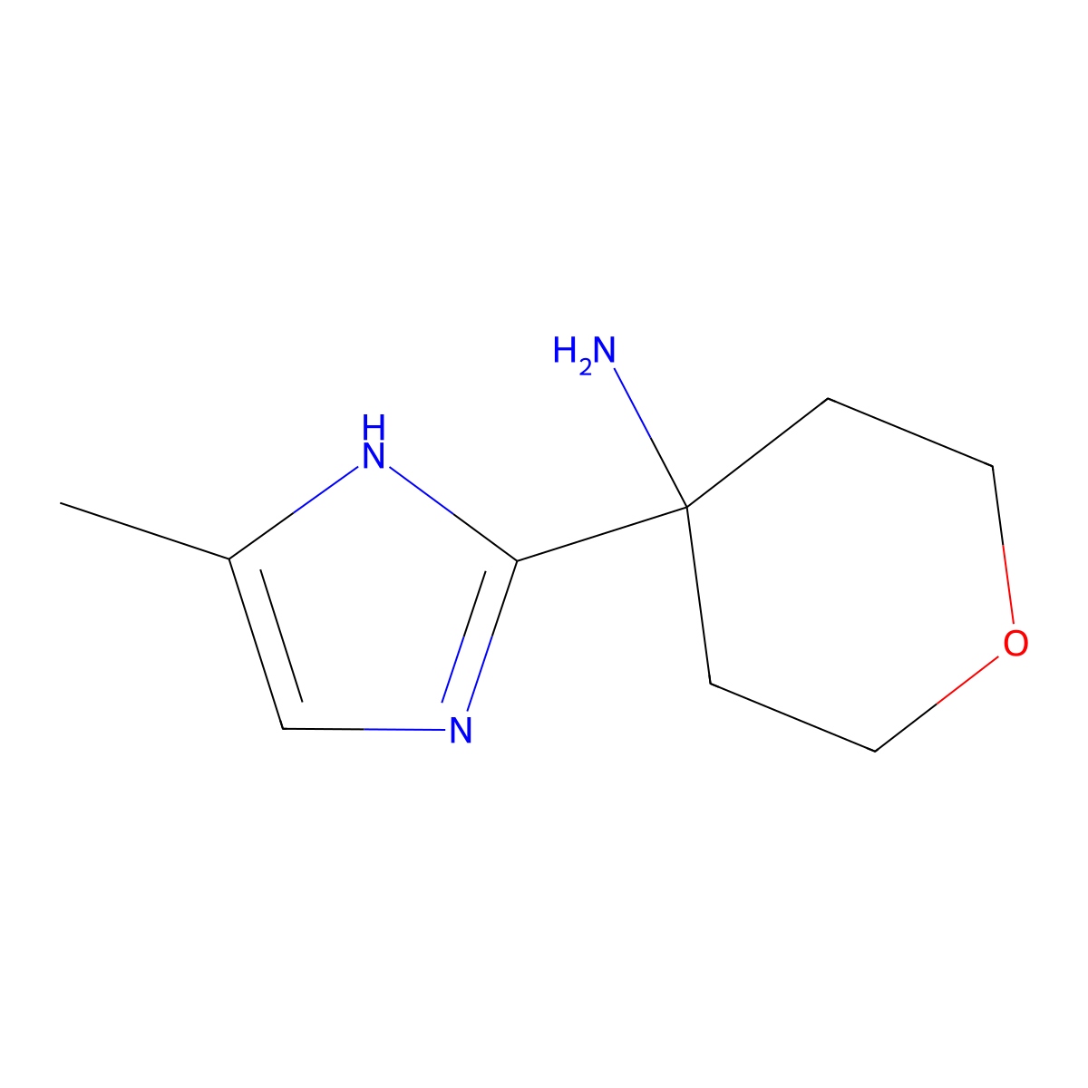 4-(4-Methyl-1H-imidazol-2-yl)oxan-4-amine molecular structure, CAS 2092599-62-5